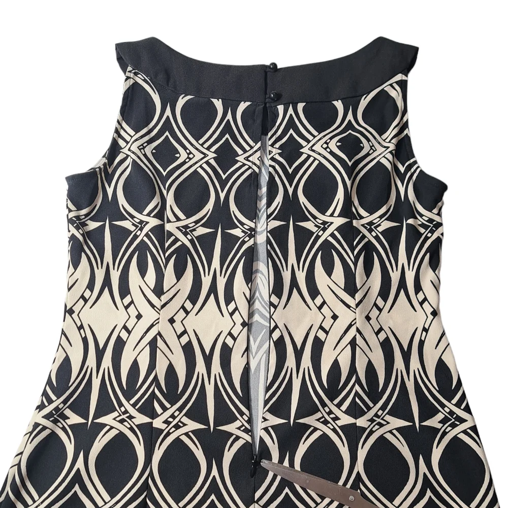 Connected Apparel Pencil Cream & Black Women's Sleeveless Dress 10 - Picture 12 of 14